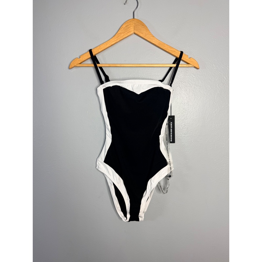 Ta3 Framey Strapless Shaping Swimsuit One Piece Black/White XS Short NWT